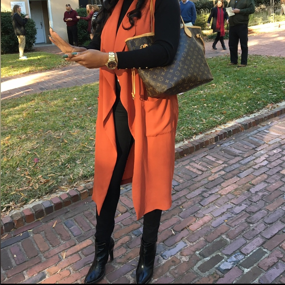H&M Elegant Orange Sleeveless Dress Coat